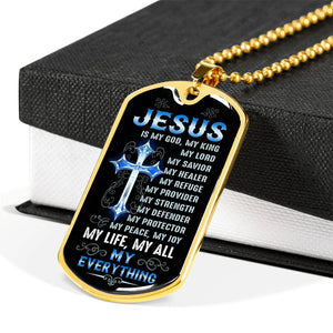 Cross Jesus Is My God Christian Gifts Dog Tag Pendant Necklace