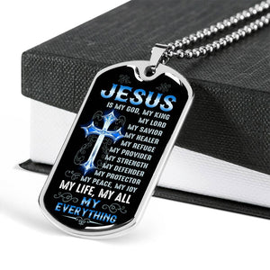 Cross Jesus Is My God Christian Gifts Dog Tag Pendant Necklace