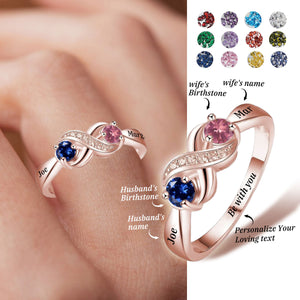 KISSFAITH-Personalized Promise Birthstones Ring For Couple