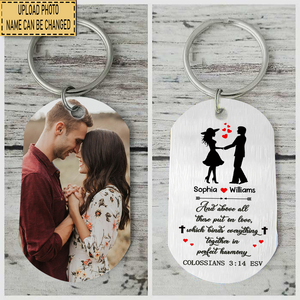 And above all these put on love-Personalized Gift For Couple Keychain