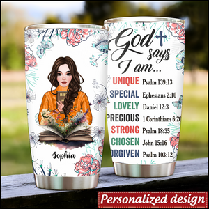 God Says Floral Steel Tumbler