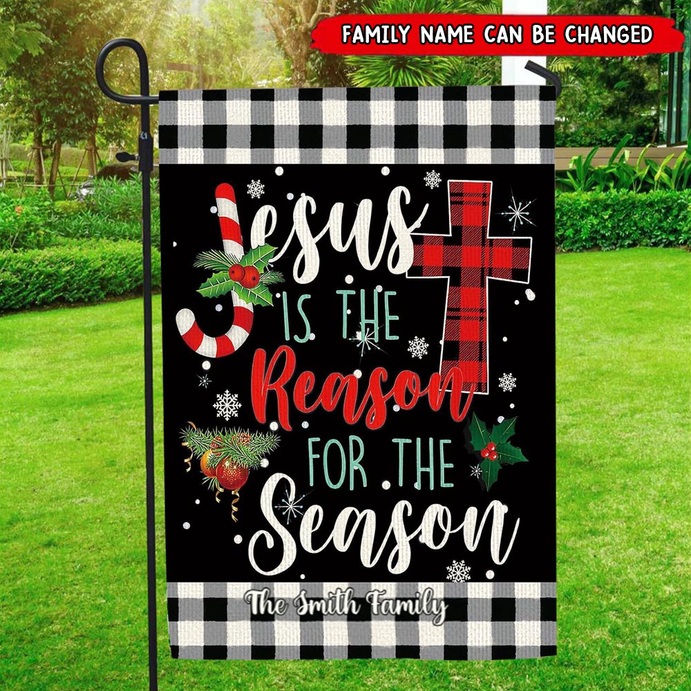 Jesus is The Reason for The Season -Personalized Christ Cross  Flag