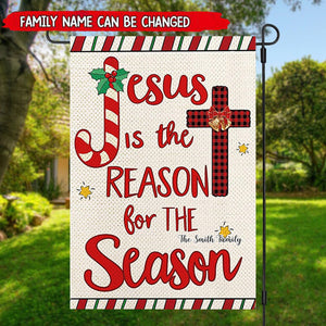 Religious Jesus Is the Reason for the Season - Christian Personalized Garden Flag