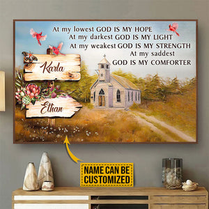 Personalized Cardinal Bird Poster - Custom Gift For Christian Couple - God Is My Hope