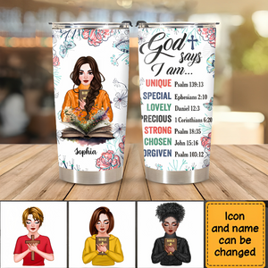 God Says Floral Steel Tumbler