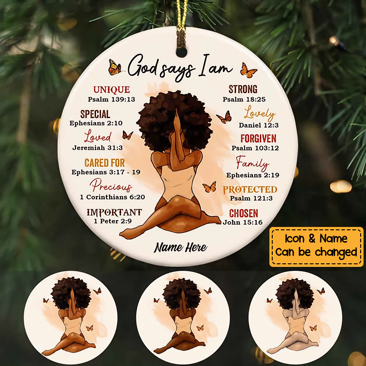 God Says I Am Personalized Ornament(Porcelain)