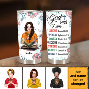 God Says Floral Steel Tumbler