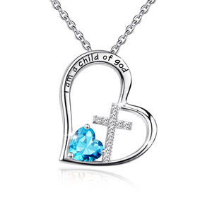 KISSFAITH-I Am a Child of God Birthstone Cross Necklace