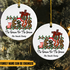 Personalized Jesus The Reason For The Season Circle Ceramic Ornament