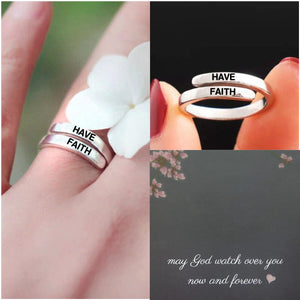 KISSFAITH- Christan Silver Cross Adjustable Ring - Have Faith Affirmation Ring