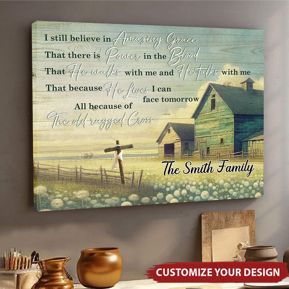 KISSFAITH-Christian Vintage Rustic Farmhouse - Personalized Canvas