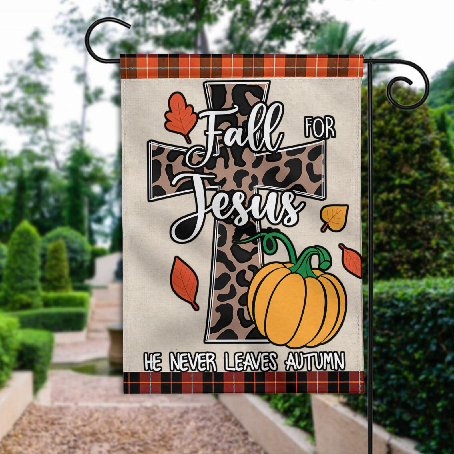 Fall For Jesus He Never Leaves-Cross Jesus Christian Lover Flag