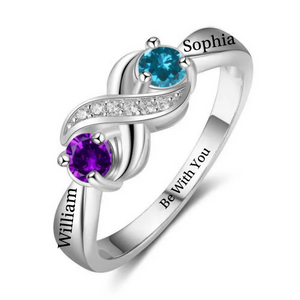 KISSFAITH-Personalized Promise Birthstones Ring For Couple