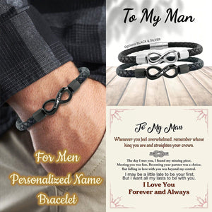 To My Man,Personalized Couple Names Infinity Leather Bracelet