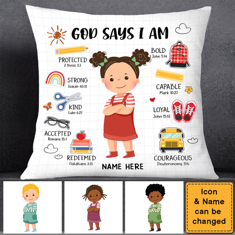 Personalized God Says I Am Back To School Pillowcase - Gift For Grandkids