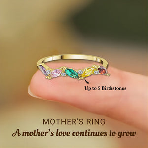 Personalized Grandma Mom 1-5 Birthstones Family Ring