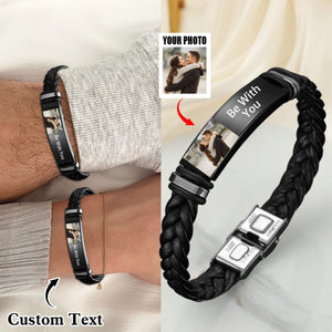 To My Man - Personalized Custom Photo Leather Bracelet