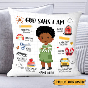 Personalized God Says I Am Back To School Pillowcase - Gift For Grandkids