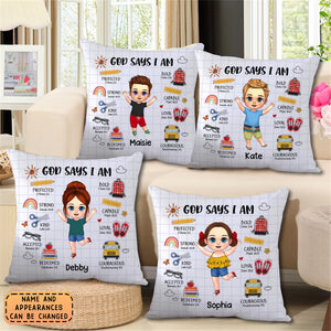 God Says I Am Back To School-Personalized Grandkids Pillowcase Gift