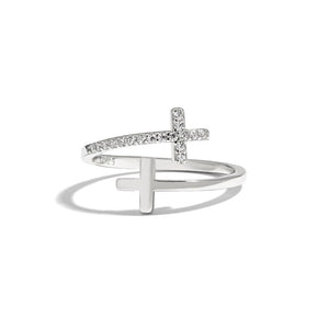 KISSFAITH-To My Sister In Christ, Sterling Silver Cross Adjustable Ring