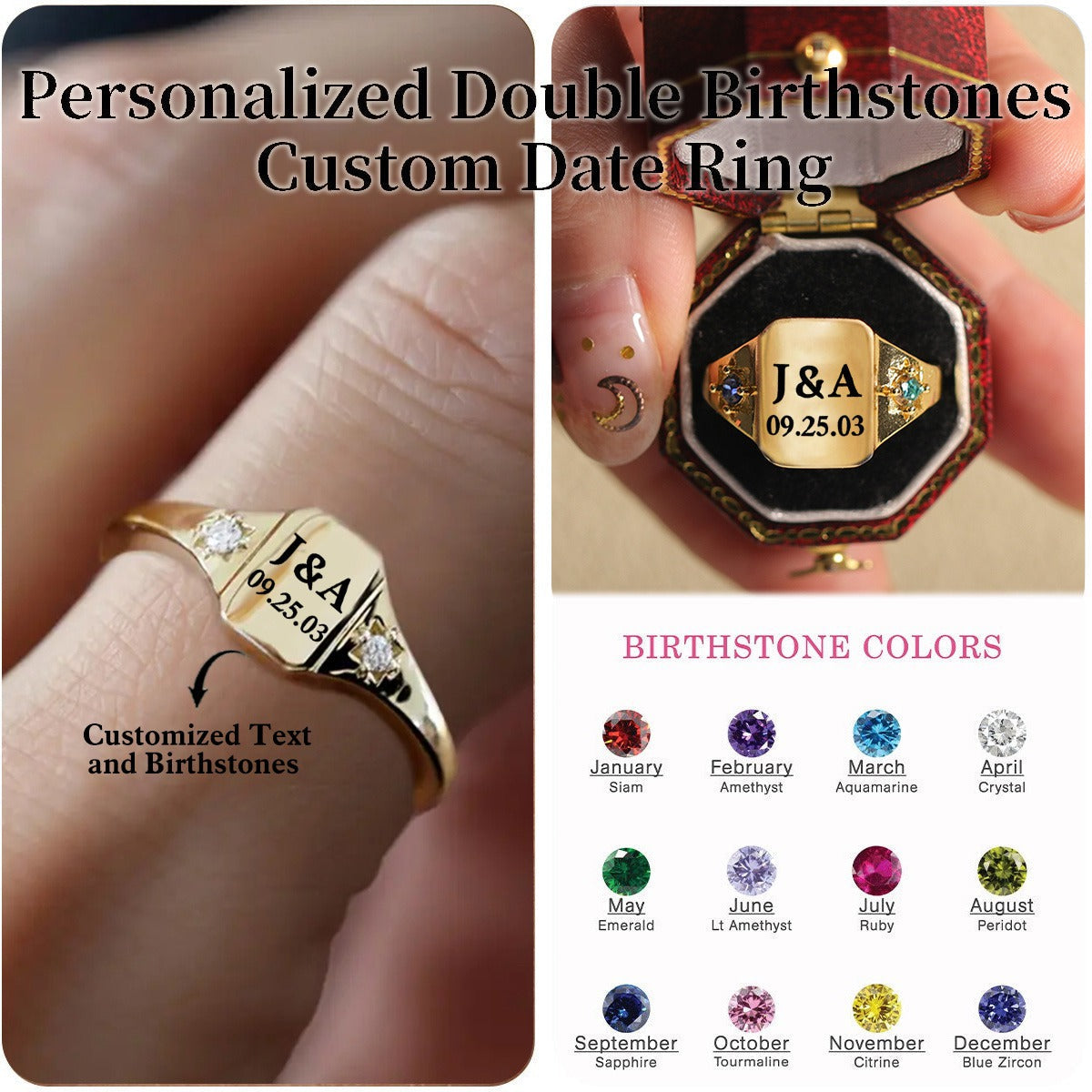 Personalized Custom Initial & Special Date Ring