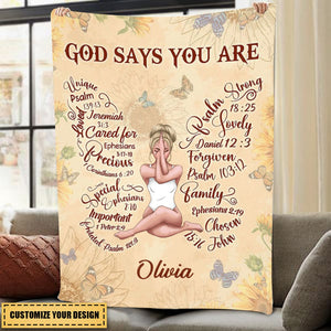 God Says You Are Christian Bible Verse - Personalized Blanket