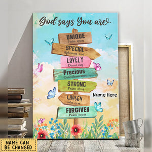 God Says You Are Location Sign Canvas