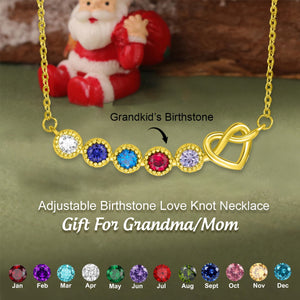 Personalized Grandma Mom 1-8 Family Love Knot Birthstones Necklace