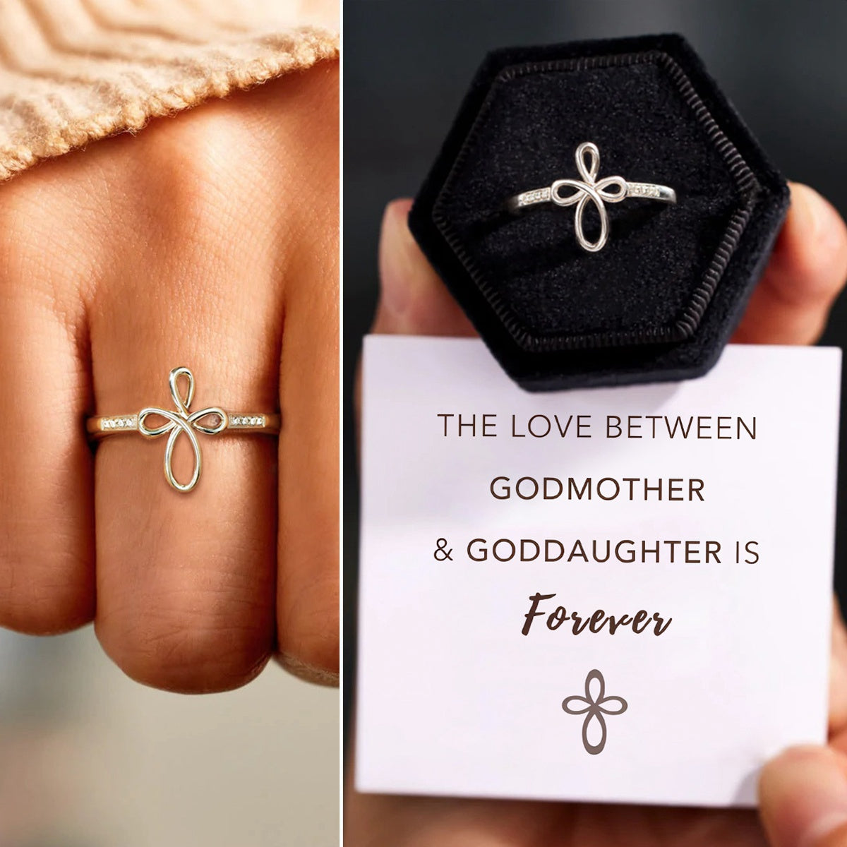 KISSFAITH-Godmother & Goddaughter Infinity Cross Ring