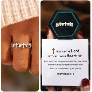 KISSFAITH-Trust In The Lord Cross Heart Ring Religious Gift For Her