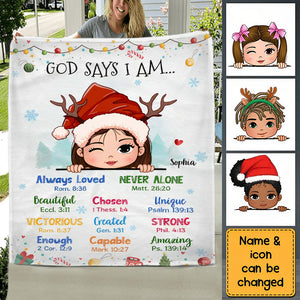 Gift For GrandKids God Says I Am Personalized Blanket