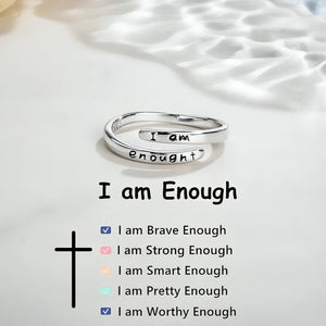 KISSFAITH- Christan Silver Cross Adjustable Ring - I Am Enough Ring