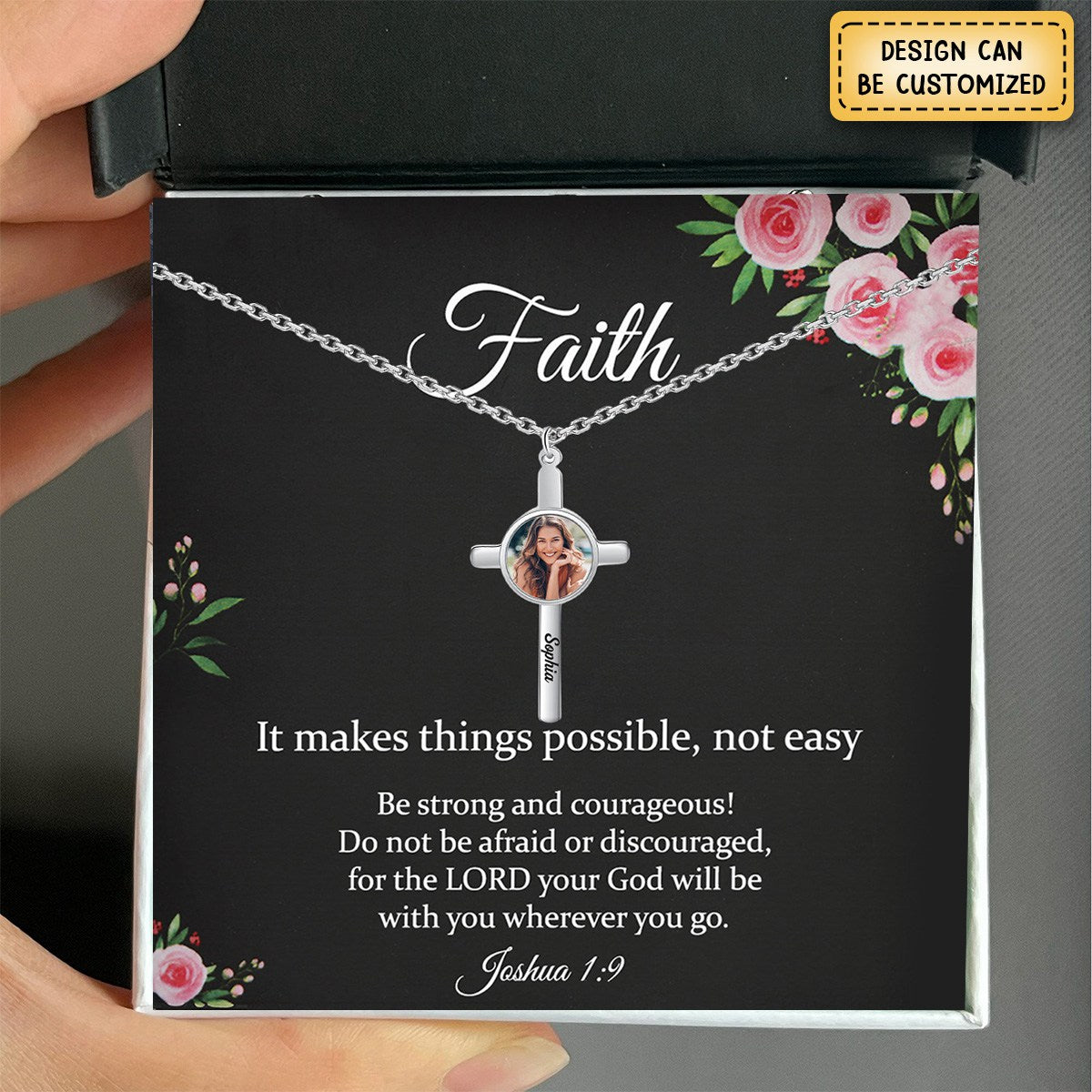 KISSFAITH-Personalized Faith Cross Necklace, Religious Gifts for Women