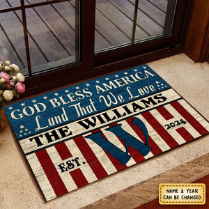 KISSFAITH-Personalized Stars & Stripes God Bless Custom Doormat