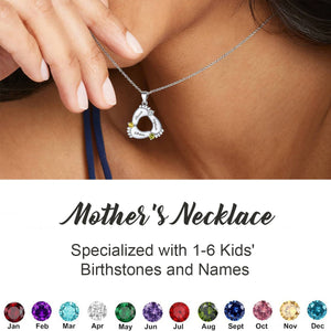 Personalized Grandma Mom 1-6 Family Footprint Birthstones Necklace