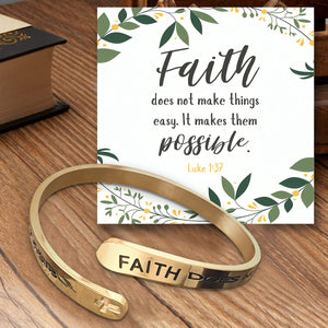 KISSFAITH-Adjustable Christian Cuff Bracelet-Luke 1:37-Inspirational gift