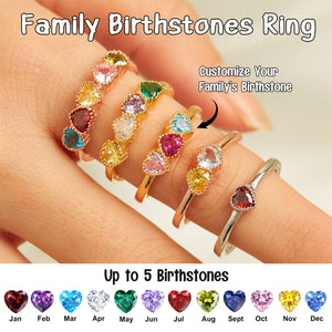 Personalized Family Birthstones Ring - Gift For Grandma/Mom