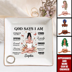 Daily Affirmation God Says I Am - Personalized Jewelry Dish