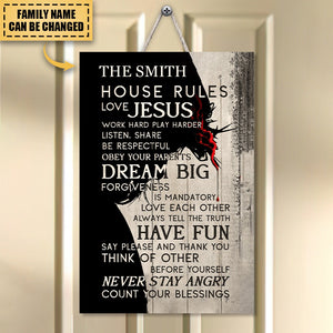 House Rules-Love Jesus-Personalized Outdoor Metal Sign