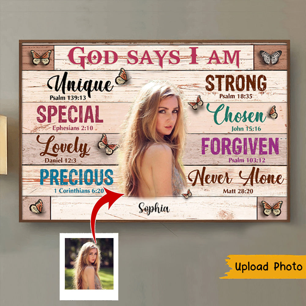 KISSFAITH-Christian Woman God Says I Am Personalized Canvas