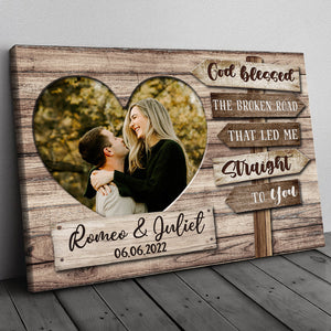 Personalized God Blessed The Broken Road Canvas - Gift For Couples