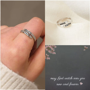 KISSFAITH- Christan Silver Cross Adjustable Ring - Have Faith Affirmation Ring