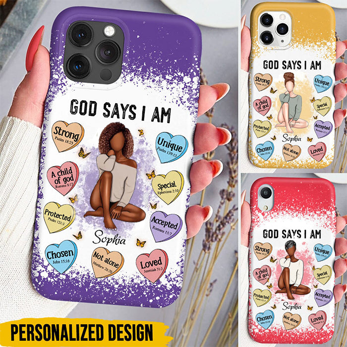 Personalized Affirmations God Says I Am Phone Case