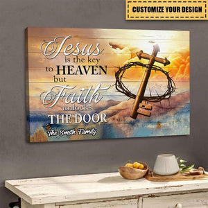 KISSFAITH-Jesus Is The Key To Heaven Canvas, Personalized Christian Gifts