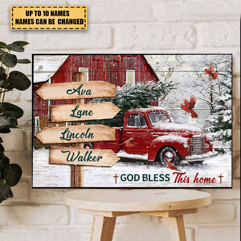 God Bless This Home Family Personalized Canvas,Family Gift