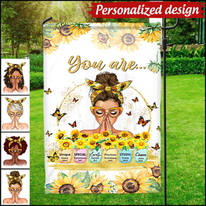 Sunflower Pretty Girl Praying- You Are Personalized Affirmation Flag