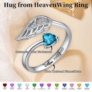 Personalized Hug from Heaven Wing Birthstone Ring