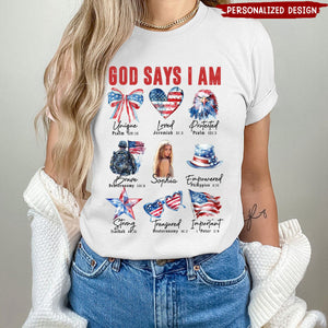 God Say I Am 4th Of July Personalized USA Flag T-shirt