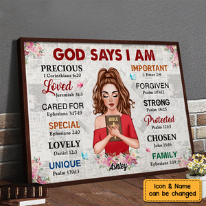 God Says I Am Girl With Cross Poster