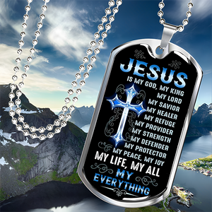 Cross Jesus Is My God Christian Gifts Dog Tag Pendant Necklace